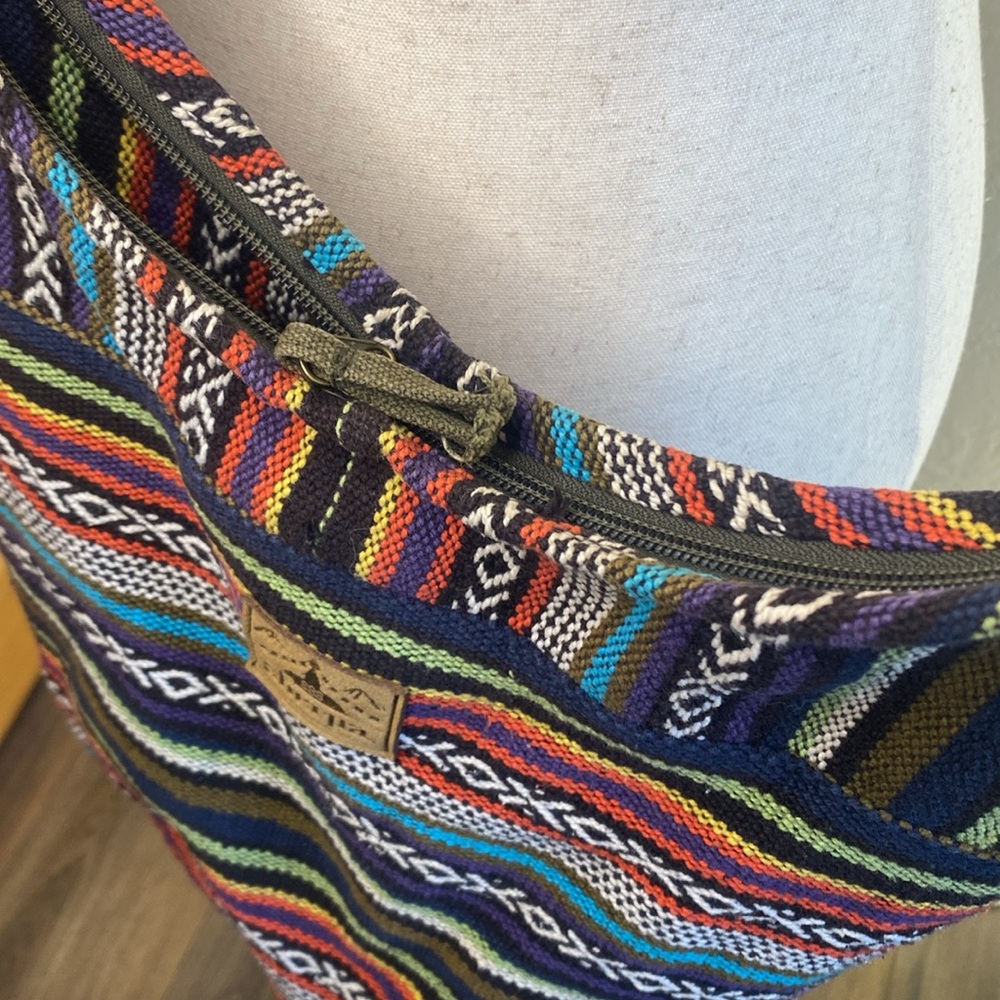 Sherpa Multicolor Striped Boho Sling Crossbody Bag - Picture 4 of 5